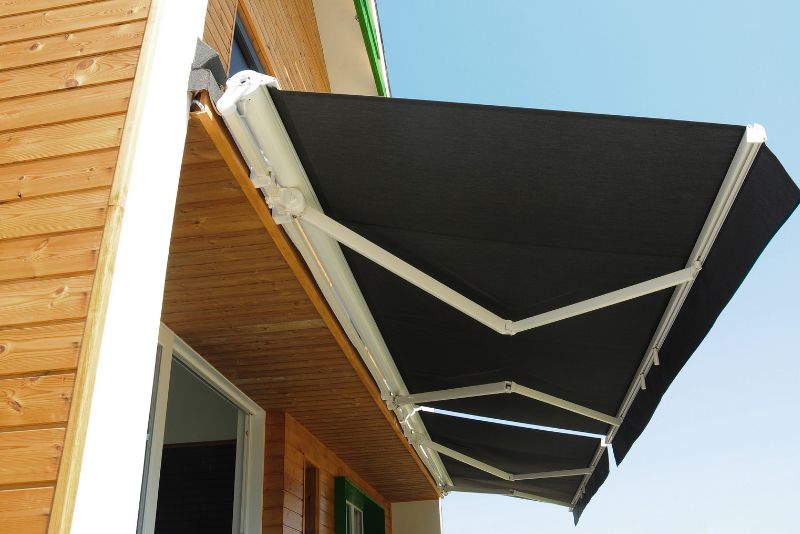 black retractable awning